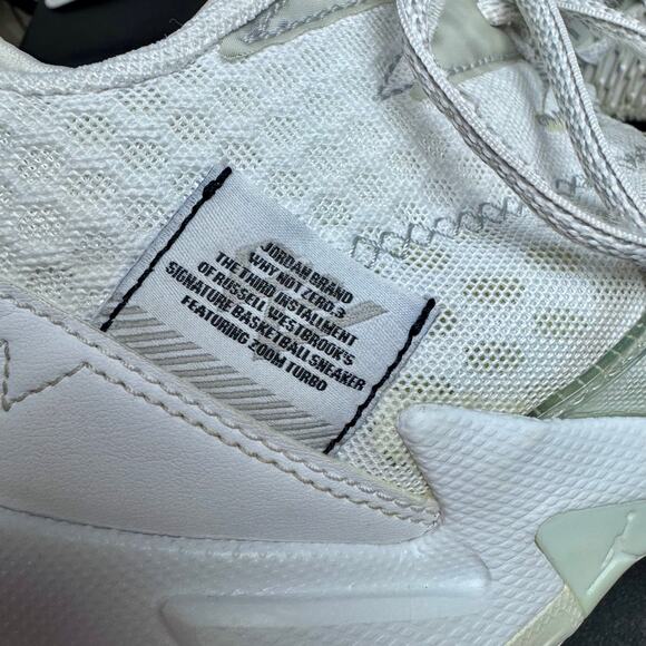 Nike Jordan Why Not Zer0.3 Basketball Shoes Mens Size 11.5 White Sneakers - Picture 9 of 15